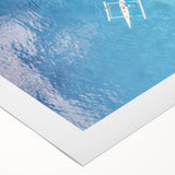 Art deco poster featuring a serene Philippine landscape in muted green and blue tones, rolled canvas.