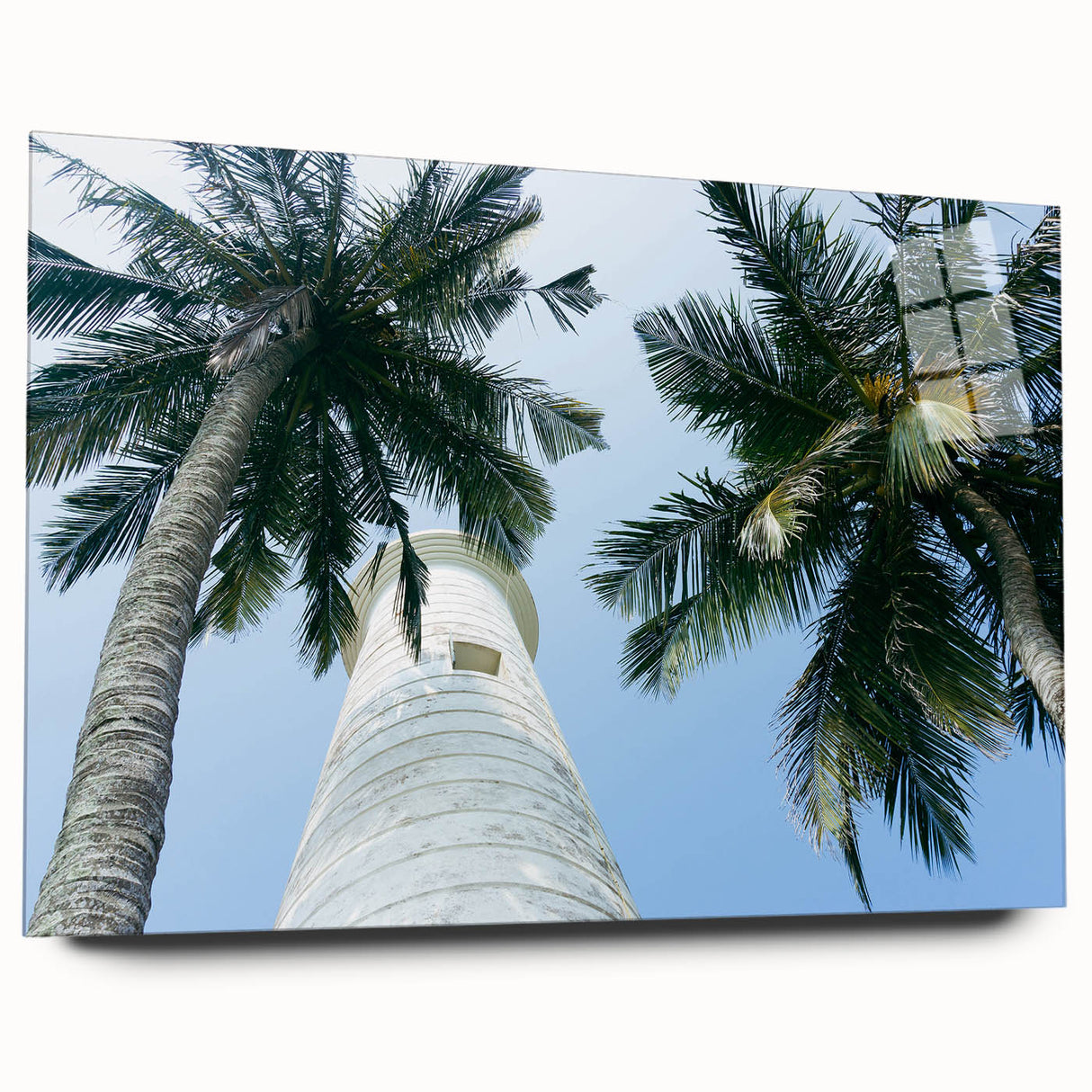 Large abstract wall art depicting a serene Sri Lankan landscape in muted green and blue tones, acrylic print.