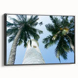 Black and white framed canvas featuring a vintage-style landscape painting of Sri Lankan scenery, ideal for bedroom decor.