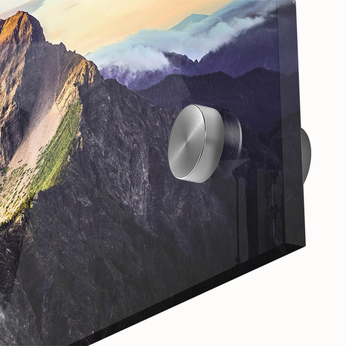 Large abstract wall art depicting a Taiwanese landscape in muted earth tones on acrylic glass, ideal for dining room art.