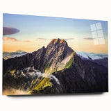 Large abstract wall art of a serene Taiwanese landscape in muted earth tones, acrylic print.
