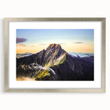 Textured abstract art print of a serene Taiwanese landscape in muted earth tones on a framed silver mat.