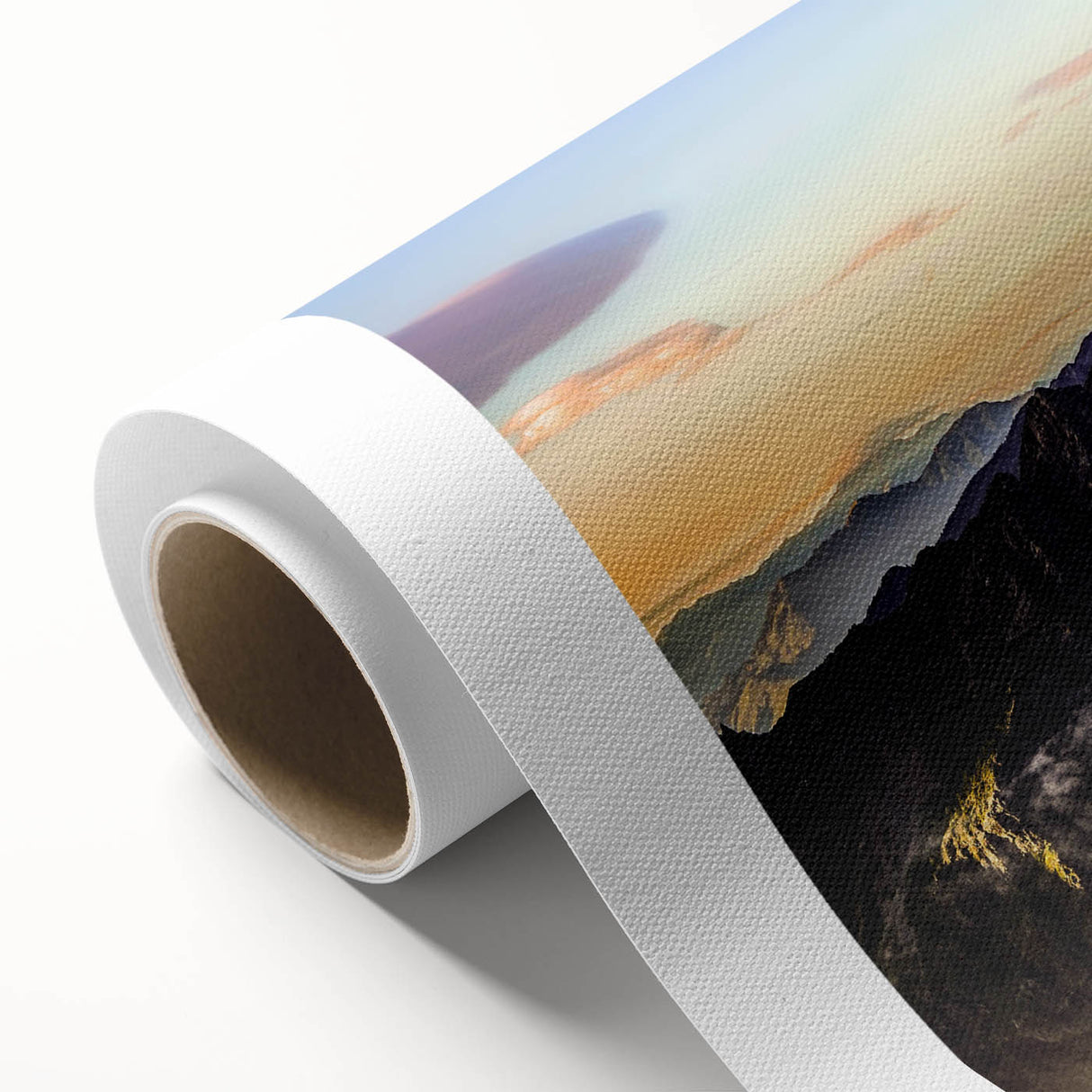 Art Deco style poster of a Taiwanese landscape in pastel colors on rolled canvas, suitable for nursery wall art.