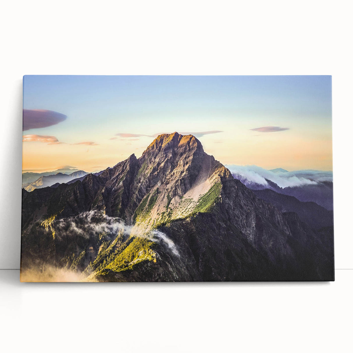 Black and white stretched canvas of a Taiwanese landscape, ideal for kitchen wall art or bedroom ambiance.