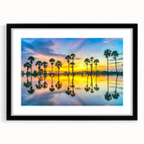 Extra large abstract art print of a colorful, textured scenery in Thailand, framed in black, perfect for living room decor.