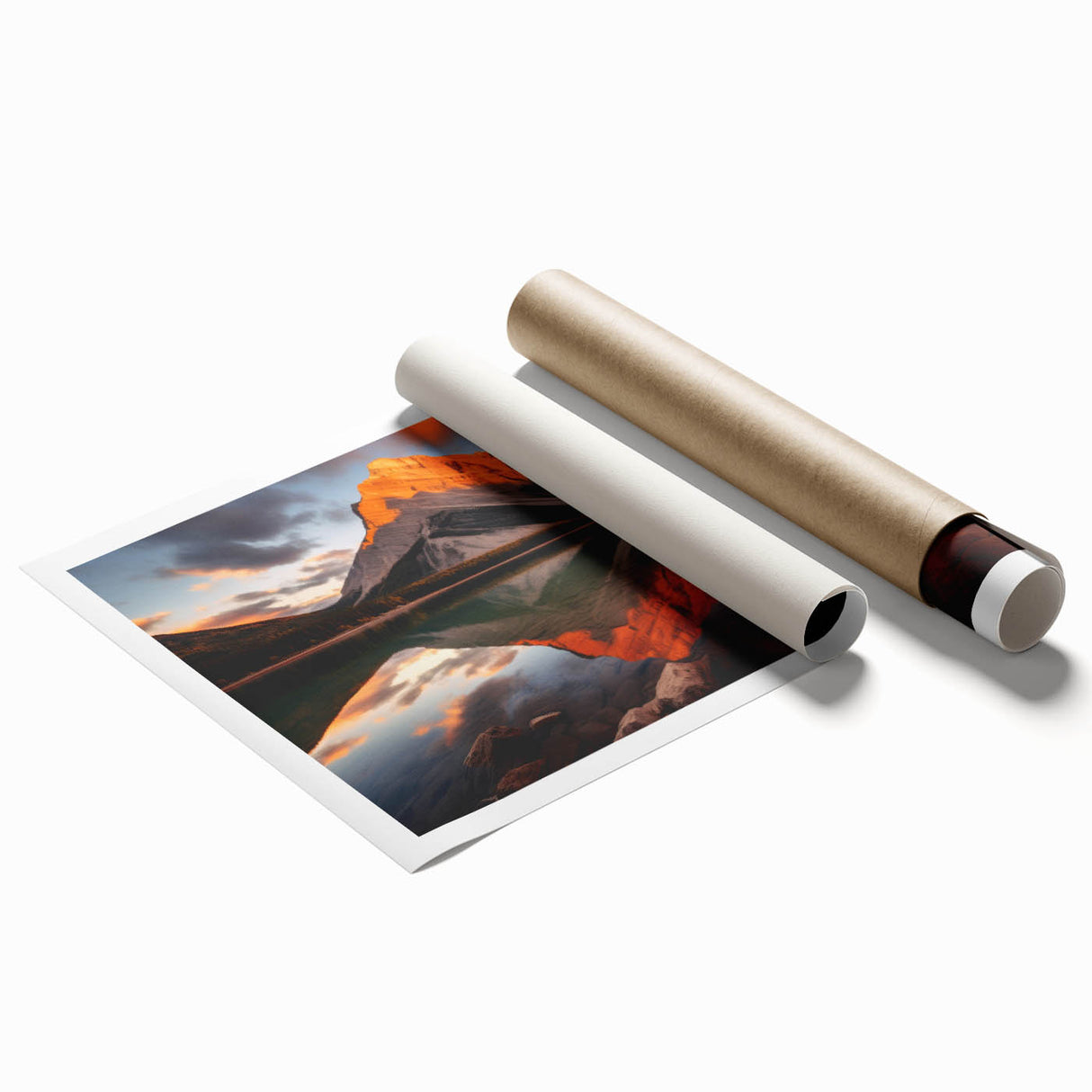 Extra large rolled print of Alberta, Canada scenery with vibrant floral elements, ideal for classy bathroom wall art.