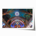 Extra large rolled print of Quebec scenery with vivid green and blue floral accents, suitable as art wall dining room.