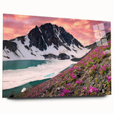 Large abstract wall art depicting a Yukon scenery in muted earth tones on acrylic glass.