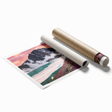 Extra large wall art featuring a serene Yukon scenery with muted earth tones on a rolled canvas, ideal for a classy bathroom.