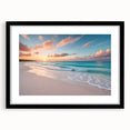Abstract art print of a Caribbean scene in vibrant colors on a large textured canvas, suitable for living room decor.