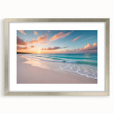 Extra large abstract art print featuring textured scenery of the Caribbean in Cuba, in a silver frame.