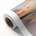 Art Deco poster of a Caribbean scenery with pastel shades on rolled canvas, ideal for nursery wall art or dining room decor.