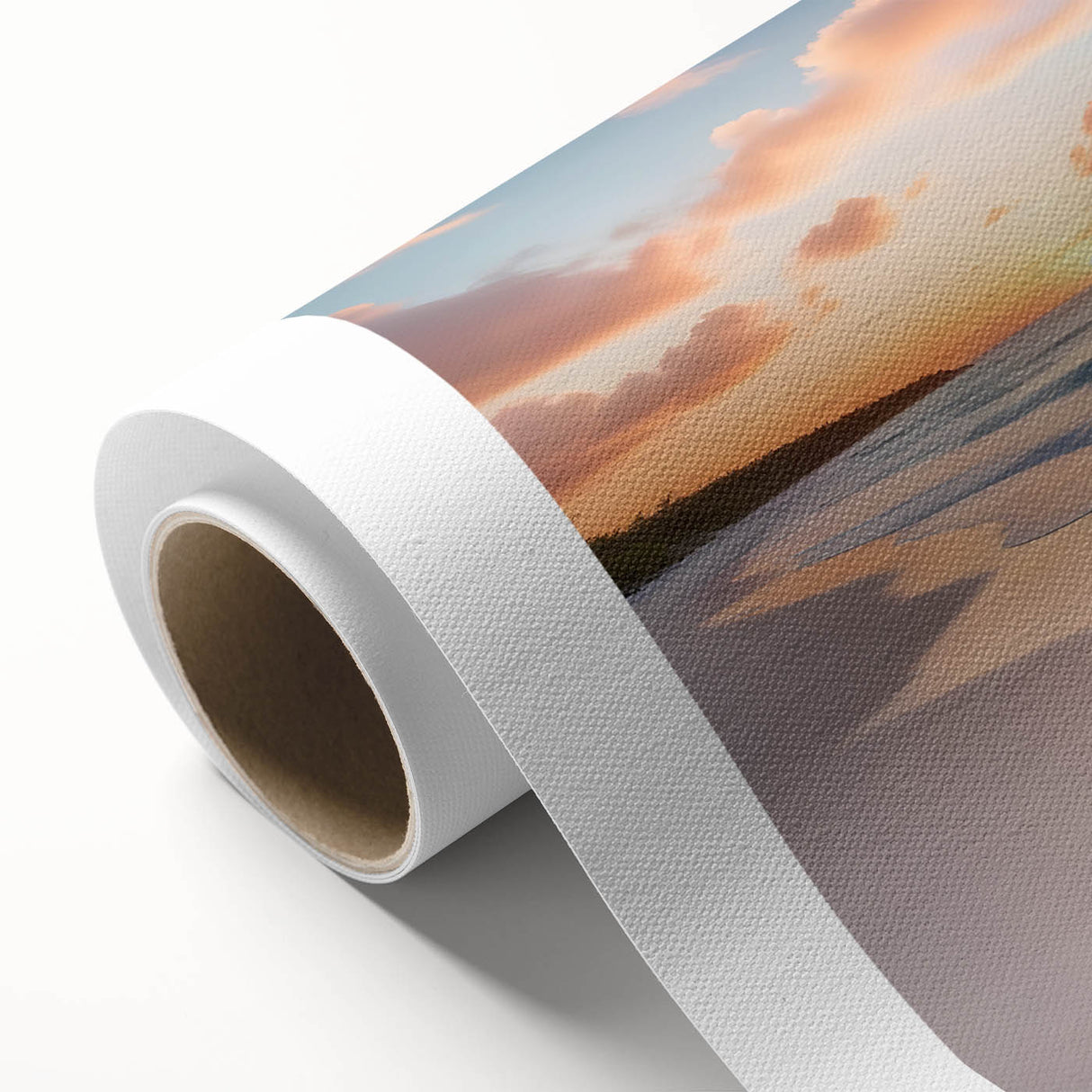Art Deco poster of a Caribbean scenery with pastel shades on rolled canvas, ideal for nursery wall art or dining room decor.
