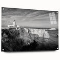 Acrylic print of a large abstract Caribbean scenery in blue and green tones, suitable for bedroom or dining room decor.