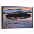 Black and white vintage poster art of an Albanian landscape on framed canvas, ideal for bedroom decor.