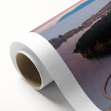 Art Deco poster of a European Albanian scenery in pastel shades on rolled canvas, perfect for nursery wall art.