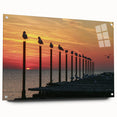 Large abstract wall art depicting a European scenery in muted earth tones on acrylic glass.