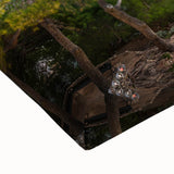 Black and white landscape art painting of a Croatian scene on stretched canvas, suited for bedroom wall art.