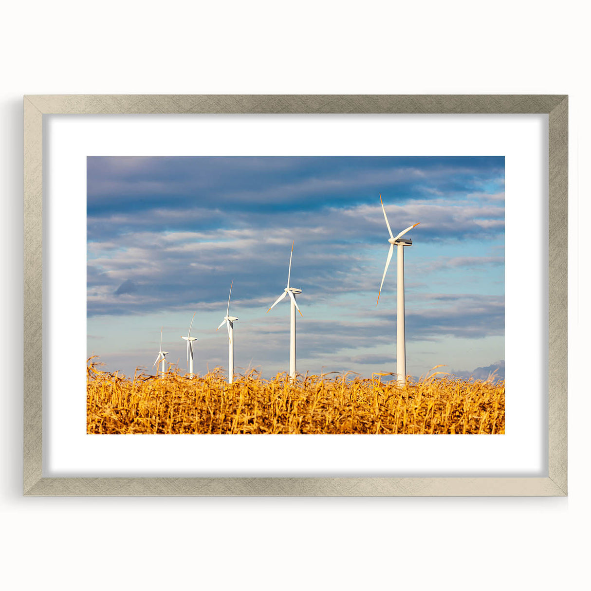 Extra large abstract art print of a Czech Republic scenery in silver frame, ideal for living room decor.