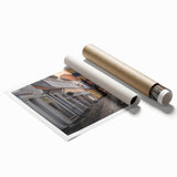 Rolled print of a Danish landscape with muted floral elements, suitable for classy bathroom or large living room decor.