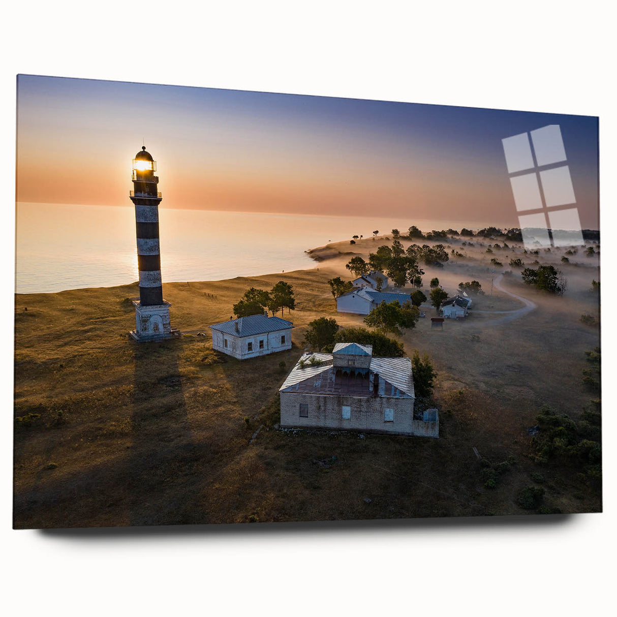Acrylic print of a large abstract depiction of an Estonian landscape in muted earth tones.