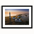 Extra large abstract art print depicting a colorful, textured European scenery in a black frame with mat.