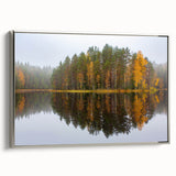 Framed canvas landscape art painting featuring a scenic view of a Finnish countryside.