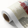 Art Deco poster of Lyon, France, in pastel tones on rolled canvas, ideal for nursery wall art.