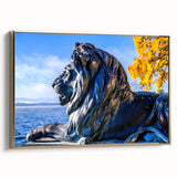 Framed canvas depicting a vintage landscape painting of Bavarian scenery in muted gold and black tones.