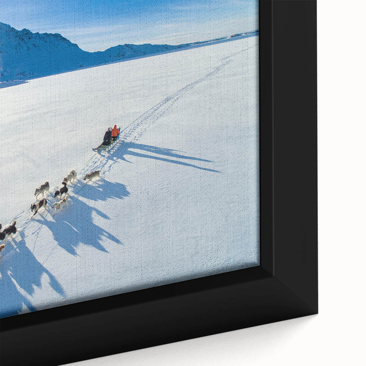 Extra large framed canvas depicting a textured, colorful Greenland landscape, ideal for living room decor.
