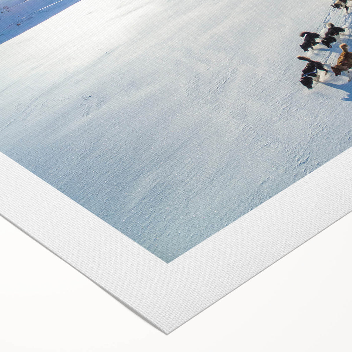 Art deco poster of a Greenland scenery in muted green and blue tones on rolled canvas, ideal for dining room wall art.