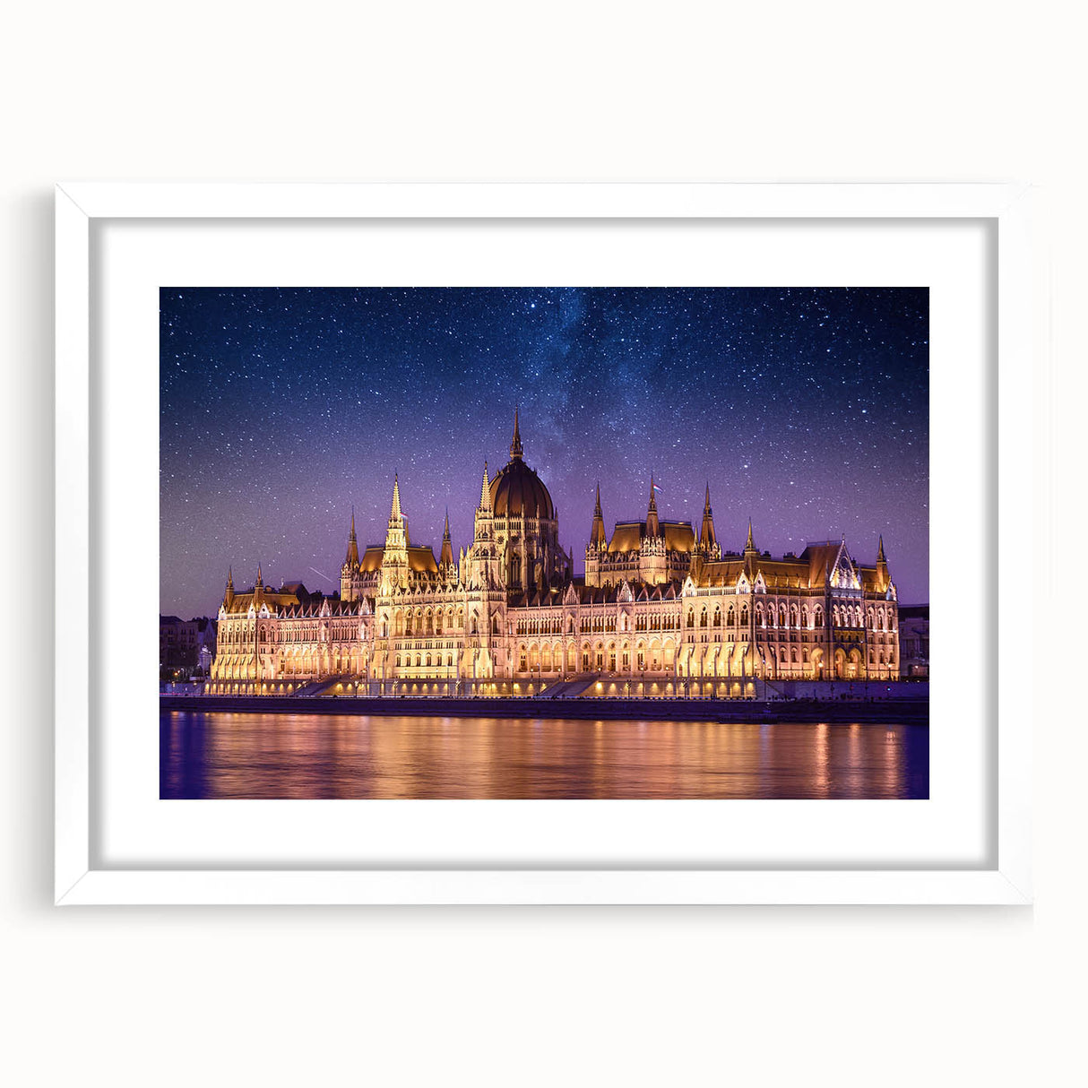 Textured art print of an abstract European scenery in muted earth tones, framed with a white mat, ideal for bedroom decor.