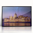 Large abstract wall art depicting a European scenery in muted earth tones on framed acrylic, suitable for modern decor.