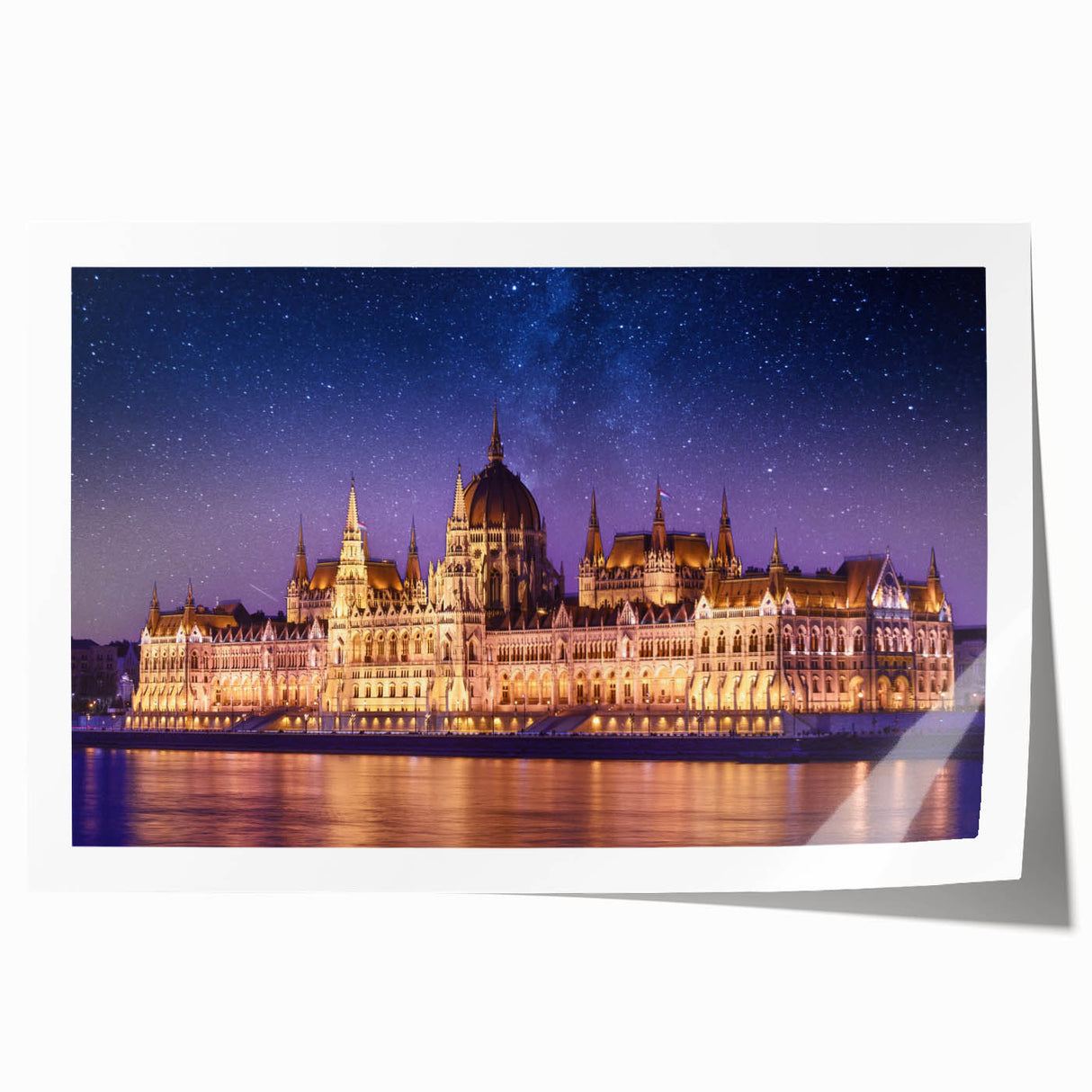 Extra large rolled print of a European Hungarian scenery with floral elements in muted colors.