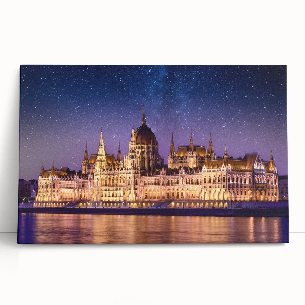 Black and white stretched canvas of a European street scene, ideal for kitchen wall art.