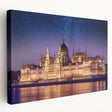 Large art depicting a European cityscape in muted earth tones on stretched canvas, ideal for kitchen wall art.