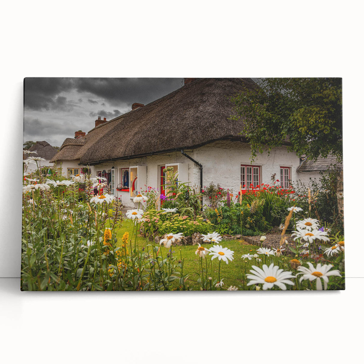 Black and white photo of an Irish landscape on large stretched canvas, ideal for kitchen wall art.