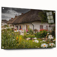Acrylic print of a misty Irish landscape in muted green and blue tones, ideal for dining room decor.