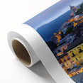Art deco poster of Sicily landscape in pastel shades on rolled canvas, ideal for nursery wall art.