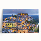 Black and white photo of Sicilian landscape on stretched canvas, ideal for kitchen wall art.