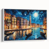 Vintage poster art of Venice with vibrant colors on extra large framed canvas, ideal for living room decor.