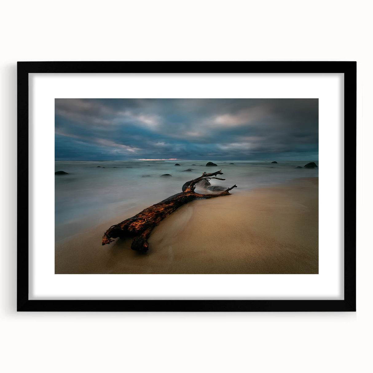 Extra large abstract art print depicting a vibrant, colorful European scenery on a textured canvas, framed in black.