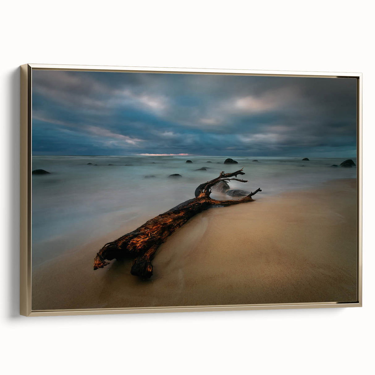 Framed canvas depicting a vintage-style landscape of a European scene in black and gold tones, suitable for bedroom decor.