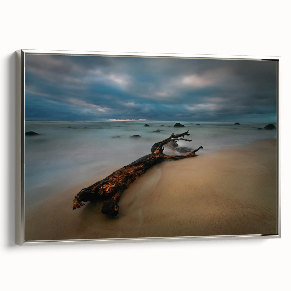 Landscape art painting of a Lithuanian scenery on a framed canvas.