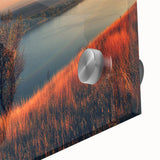 Large abstract wall art featuring vibrant, swirling colors on acrylic glass, ideal for dining room ambiance.