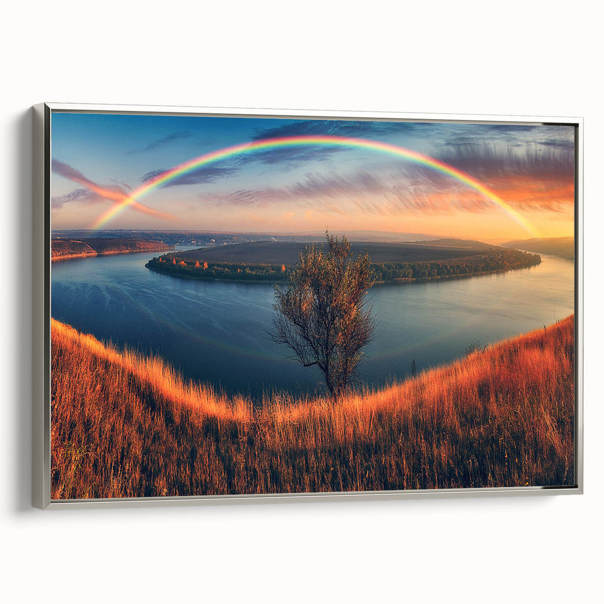 Framed canvas depicting a vintage-style Ukrainian landscape in muted colors.