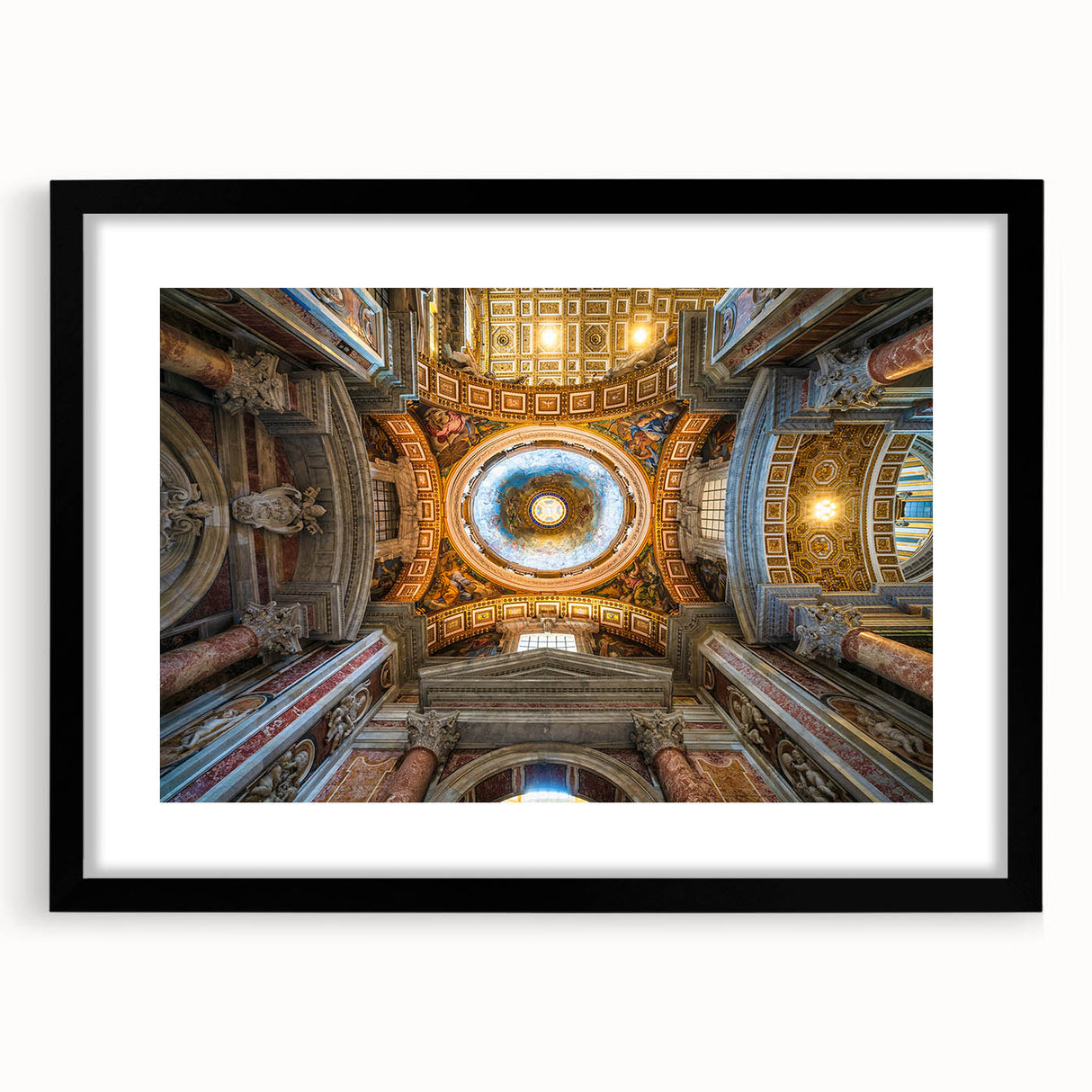 Extra large canvas featuring abstract, colorful art of the Vatican in vibrant hues, ideal for living room decor.