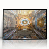 Large abstract wall art depicting the Vatican scenery in muted earth tones on a framed acrylic.