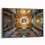 Black and white framed canvas of the Vatican landscape, in a vintage poster style, suitable for bedroom wall decor.
