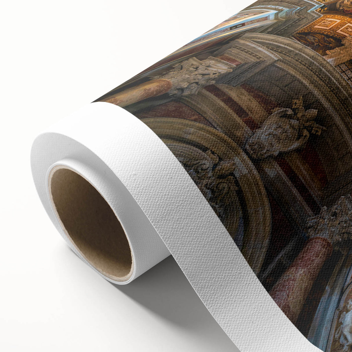 Art Deco-style poster of the Vatican scenery on rolled canvas, with soft pastel colors.